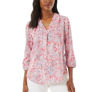 Jones NY | Pink Floral Linen Tunic Sz S EUC